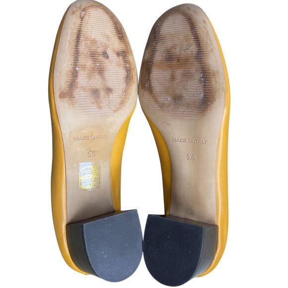 Everlane The Day Leather Heel Size 5.5 Mustard Yellow comfort shoes preppy - Picture 8 of 11